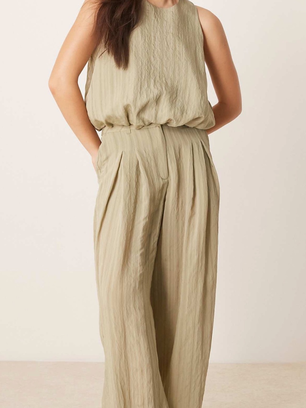 ASOS Olive-Tonal Wide-Leg Jumpsuit
